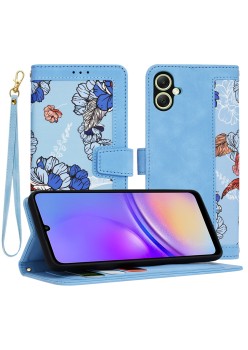 Husa pentru Samsung Galaxy A05 - FlipCraft - Design Floral - Vibrant Blue