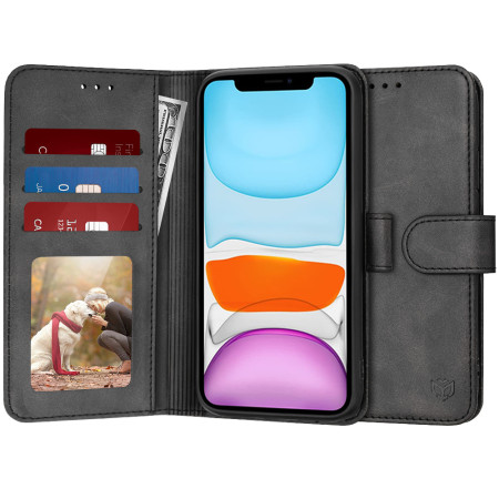 Husa Tip Carte pentru iPhone 11, Protectie Completa 360, Black