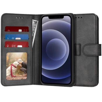 Husa Tip Carte pentru iPhone 12, Protectie Completa 360, Black