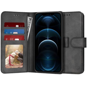 Husa Tip Carte pentru iPhone 12 Pro Max, Protectie Completa 360, Black