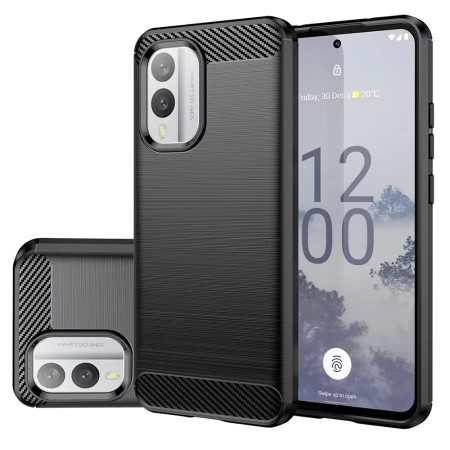 Husa Carbon Anti-Soc pentru Nokia X30, Protectie Premium Blue, Tech Protects, Black