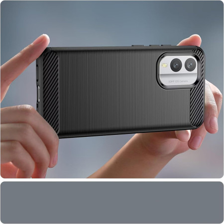Husa Carbon Anti-Soc pentru Nokia X30, Protectie Premium Blue, Tech Protects, Black