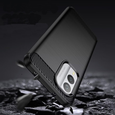 Husa Carbon Anti-Soc pentru Nokia X30, Protectie Premium Blue, Tech Protects, Black