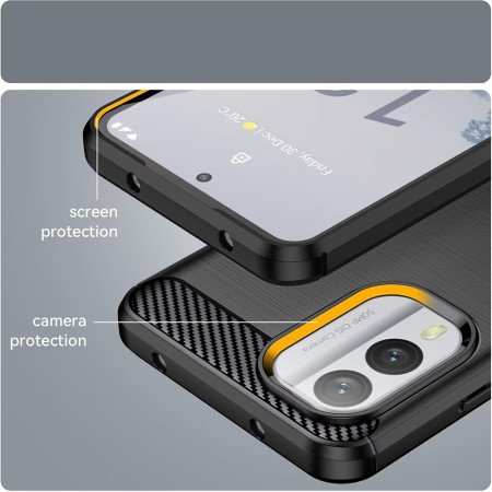 Husa Carbon Anti-Soc pentru Nokia X30, Protectie Premium Blue, Tech Protects, Black