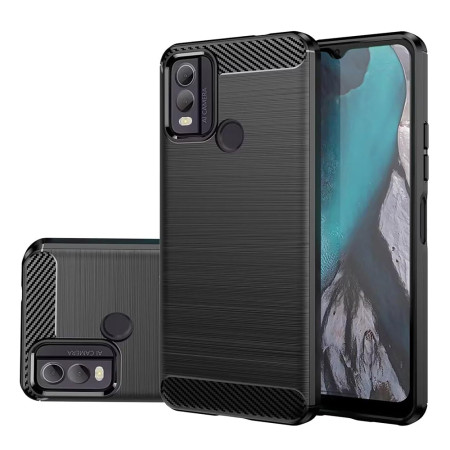 Husa Carbon Anti-Soc pentru Nokia C22, Protectie Premium Blue, Tech Protects, Black