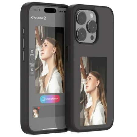 Husa SmartScreen NFC pentru iPhone 15 Pro, Protectie si Tehnologie, Negru