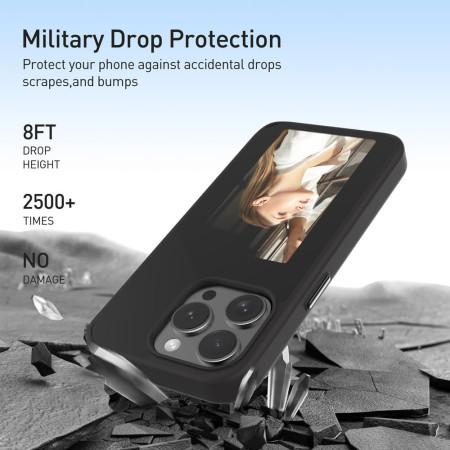 Husa SmartScreen NFC pentru iPhone 15 Pro, Protectie si Tehnologie, Negru