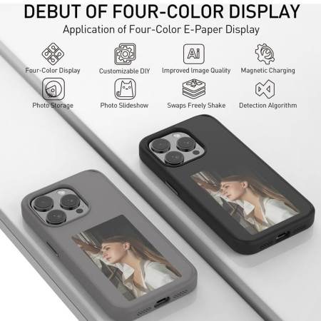 Husa SmartScreen NFC pentru iPhone 15 Pro, Protectie si Tehnologie, Negru