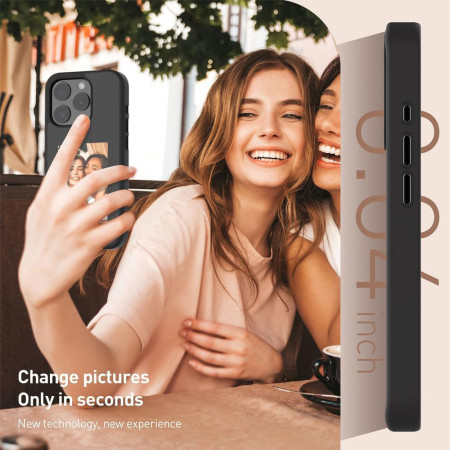 Husa SmartScreen NFC pentru iPhone 15 Pro, Protectie si Tehnologie, Negru