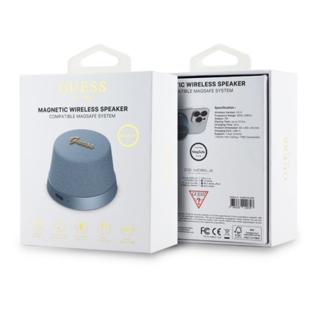 Boxa Portabila TWS, Bluetooth V5.3, 700mAh, 3W - Guess Magnetic Script Metal (GUWSC3ALSMB) - Blue