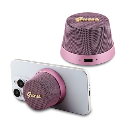 Boxa Portabila TWS, Bluetooth V5.3, 700mAh, 3W - Guess Magnetic Script Metal (GUWSC3ALSMP) - Pink