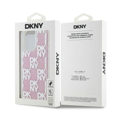 Husa pentru iPhone 15 Pro Max - DKNY Hardcase Liquid Glitter Multilogo (DKHCP15XLCPEPP) - Pink