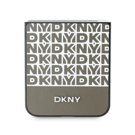 Husa Samsung Galaxy Z Flip6 - DKNY Leather Repeat Pattern Bottom Stripe (DKHCZF6PSOSPW) - Brown