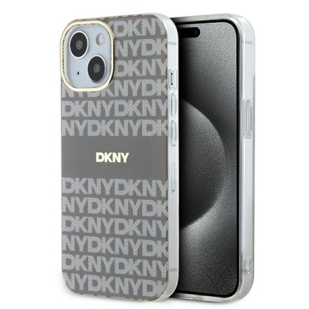 Husa iPhone 15 - DKNY IML Mono and Stripe MagSafe (DKHMP15SHRHSEE) - Beige