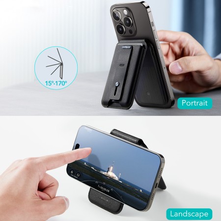 Portofel pentru Telefon cu Functie de Suport Birou - ESR - Black Carbon Fiber