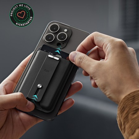 Portofel pentru Telefon cu Functie de Suport Birou - ESR - Black Carbon Fiber
