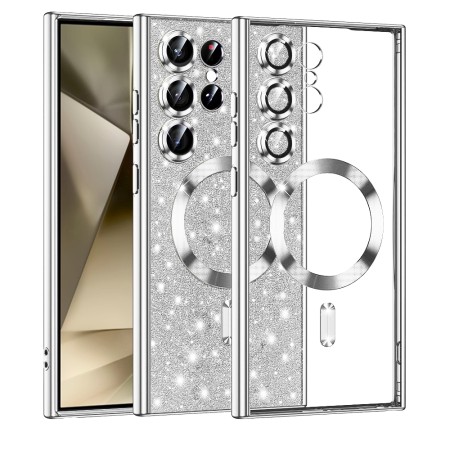 Husa pentru Samsung Galaxy S25 Ultra, Glitter MagSafe, Atasare Magnetica, Silver