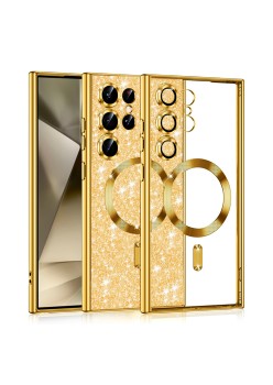 Husa pentru Samsung Galaxy S25 Ultra, Glitter MagSafe, Atasare Magnetica, Gold