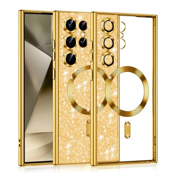 Husa pentru Samsung Galaxy S25 Ultra, Glitter MagSafe, Atasare Magnetica, Gold