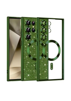 Husa pentru Samsung Galaxy S25 Ultra, Glitter MagSafe, Atasare Magnetica, Deep Green
