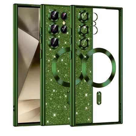 Husa pentru Samsung Galaxy S25 Ultra, Glitter MagSafe, Atasare Magnetica, Deep Green
