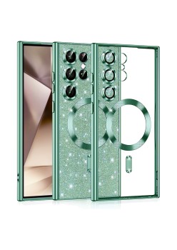 Husa pentru Samsung Galaxy S25 Ultra, Glitter MagSafe, Atasare Magnetica, Light Green
