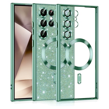 Husa pentru Samsung Galaxy S25 Ultra, Glitter MagSafe, Atasare Magnetica, Light Green