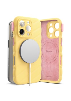 Husa pentru iPhone 16 Pro - Macaron Silicone MagSafe - Yellow