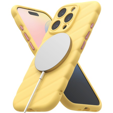 Husa pentru iPhone 16 Pro - Macaron Silicone MagSafe - Yellow