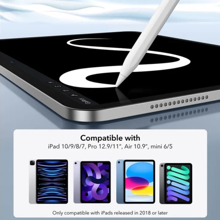 Stylus Pen pentru Tableta, Type-C, Palm Rejection, Tilt Pressure Sense - ESR - White