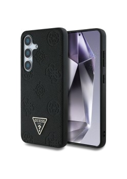 Husa pentru Samsung Galaxy S25 - Guess Peony Grained Hot Stamp Triangle Logo MagSafe - Black