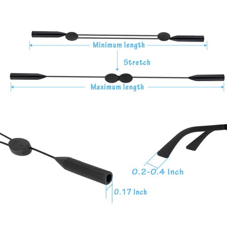 Snur de Prindere a Ochelarilor pentru Adulti (set 2) - Techsuit (GST3) - Black