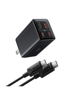 Incarcator US 2x USB, 2x Type-C, 65W + Cablu Type-C, 100W, 20V, 5A, 1m - Baseus GaN6 Pro (P10162702113-00) - Black