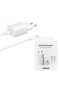 Incarcator Priza Fast Charging, PD 25W, cablu Type-C la Type-C 3A - Samsung (EP-TA800XWEGWW) - White (Blister Packing)