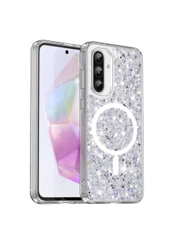 Husa pentru Samsung Galaxy A36 5G / A56 5G, Glitter MagSafe, Atasare Magnetica, White