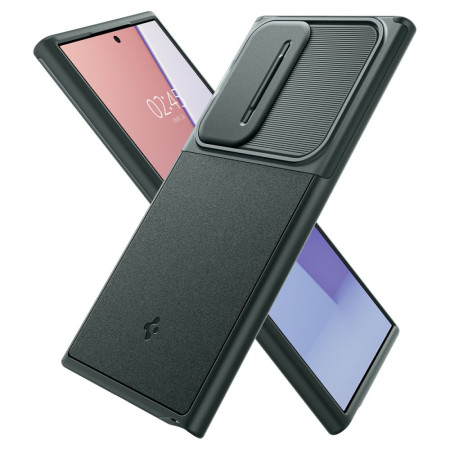 Husa Samsung Galaxy S24 Ultra, Spigen Optik Armor, Abyss Green