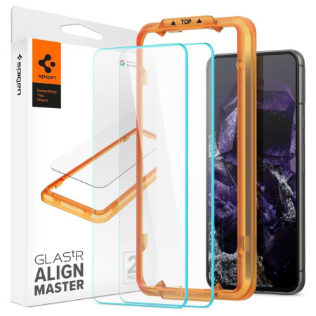 Folie pentru Google Pixel 8, set 2 buc, Spigen Glas.TR Align Master, Clear
