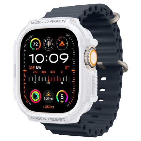 Husa pentru Apple Watch Ultra / Ultra 2, Spigen Rugged Armor, White