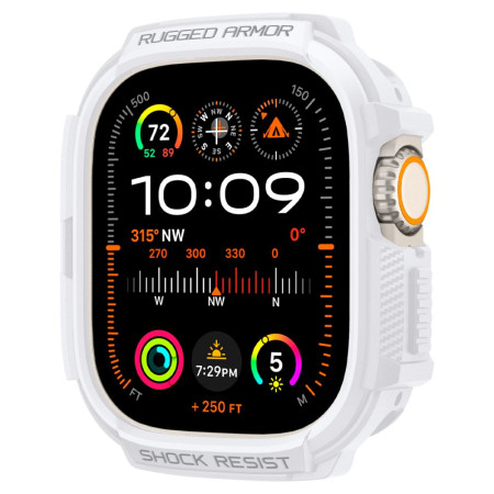 Husa pentru Apple Watch Ultra / Ultra 2, Spigen Rugged Armor, White