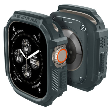 Husa pentru Apple Watch Ultra / Ultra 2, Spigen Rugged Armor, Abyss Green