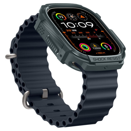Husa pentru Apple Watch Ultra / Ultra 2, Spigen Rugged Armor, Abyss Green
