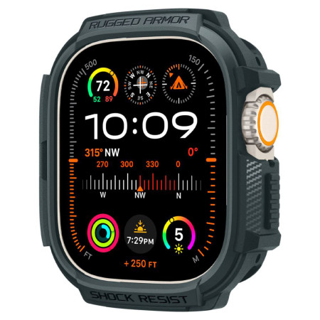Husa pentru Apple Watch Ultra / Ultra 2, Spigen Rugged Armor, Abyss Green