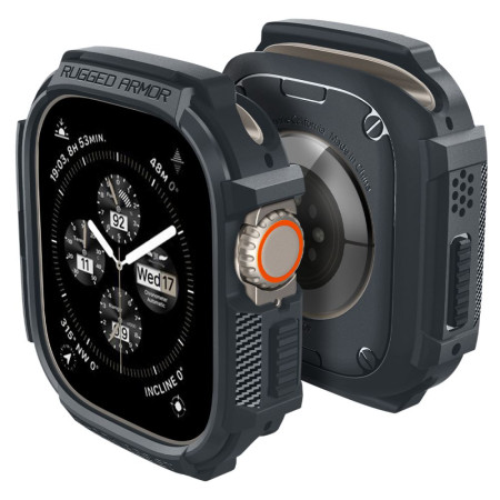 Husa pentru Apple Watch Ultra / Ultra 2 Spigen Rugged Armor, Dark Grey