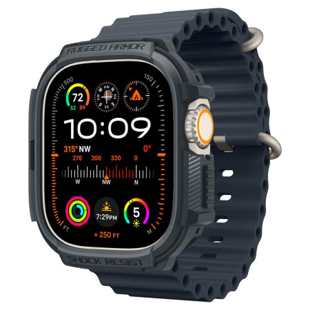 Husa pentru Apple Watch Ultra / Ultra 2 Spigen Rugged Armor, Dark Grey