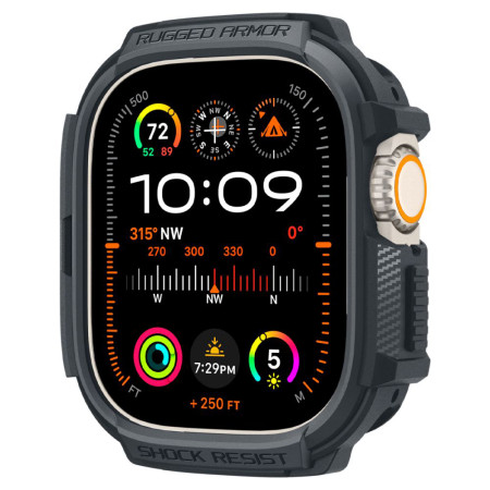 Husa pentru Apple Watch Ultra / Ultra 2 Spigen Rugged Armor, Dark Grey