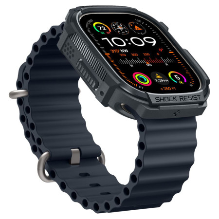 Husa pentru Apple Watch Ultra / Ultra 2 Spigen Rugged Armor, Dark Grey