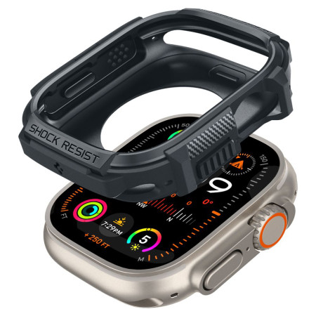 Husa pentru Apple Watch Ultra / Ultra 2 Spigen Rugged Armor, Dark Grey
