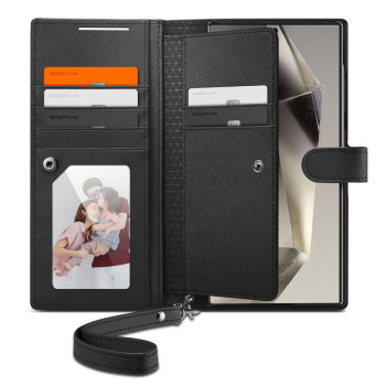 Husa pentru Samsung Galaxy S24 Ultra Spigen Wallet S Plus, Black
