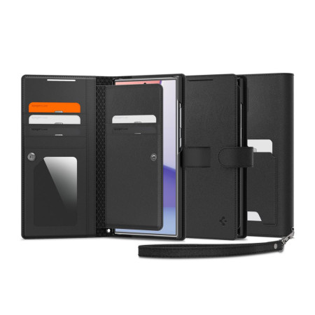 Husa pentru Samsung Galaxy S24 Ultra Spigen Wallet S Plus, Black