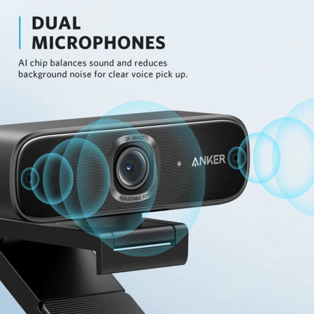 Camera web Noise Cancellation cu Microfon Anker PowerConf C302, Negru